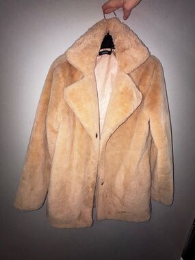 Boohoo Beige Teddy Faux Shearling Coat